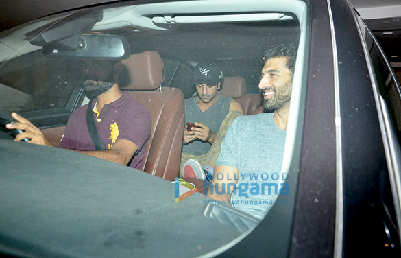 ranbir kapoor arjun kapoor aditya roy kapur varun dhawan snapped post dinner at karan johars house 3