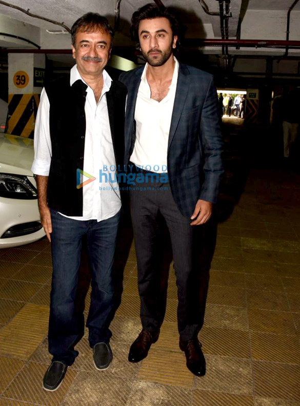 sanjay dutt ranbir kapoor rajkumar hirani at the trailer launch of bhoomi 2