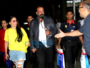 Sanjay Dutt and wife Manyata Dutt snapped at the Mumbai airport