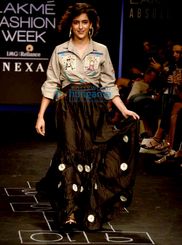Sanya Malhotra walks the ramp for The Miraki Project at Lakme Fashion Week 2017