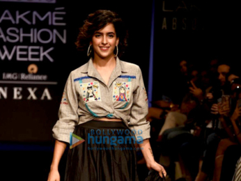 Sanya Malhotra walks the ramp for The Miraki Project at Lakme Fashion Week 2017