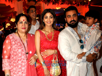 Shilpa Shetty and family snapped at ISCKON Janmashtami celebration