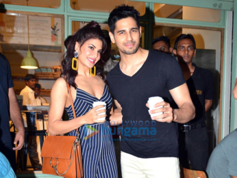 Sidharth Malhotra and Jacqueline Fernandez snapped at The Kitchen Garden today