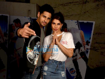 Sidharth Malhotra and Jacqueline Fernandez snapped promoting the film A Gentleman