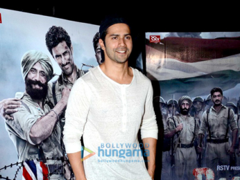 Varun Dhawan, Arjun Kapoor and Mohit Marwah snapped at the special screening of 'Raagdesh'