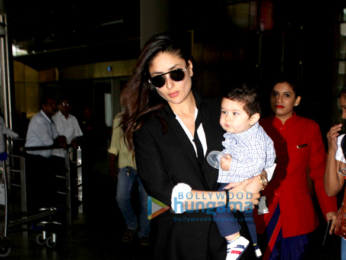 Kareena Kapoor Khan and baby Taimur Ali Khan snapped as they arrive from Delhi