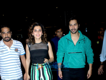 Varun Dhawan, Abhishek Bachchan and Taapsee Pannu snapped at the airport
