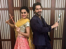 WATCH: Varun Dhawan and Taapsee Pannu do the dandiya raas with massive crowd in Ahmedabad