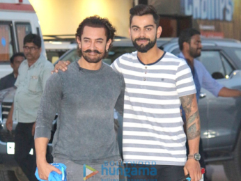 Aamir Khan and Virat Kohli snapped on the sets of a chat show to promote Secret Superstar