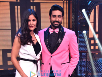 Abhishek Bachchan, Katrina Kaif and Boman Irani snapped on sets of Lip Sing Battle