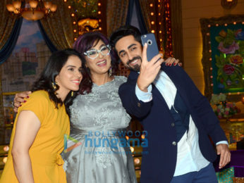 Ayushmann Khurrana and Saina Nehwal snapped on sets of the show ‘Aunty Boli Lagao Boli’