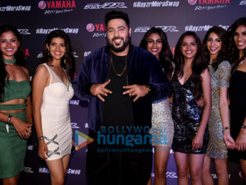 Badshah and Miss Diva contestants at Yamaha music video launch