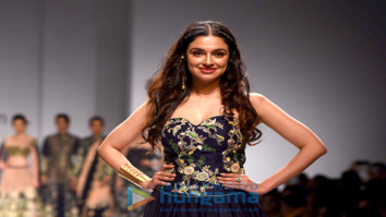 Divya Khosla Kumar walks the ramp for designer Charu Parashar at the Amazon India Fashion Week