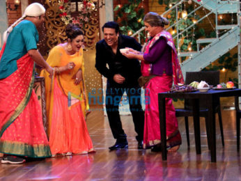 Govinda and Sunita Ahuja on the sets of 'The Drama Company'