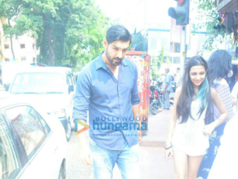 John Abraham and wife Priya Runchal at Western Hotel in Bandra