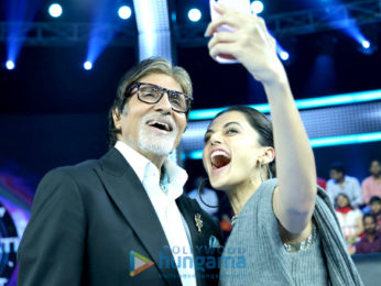 Taapsee Pannu and Dr Subroto Das on the sets of 'Kaun Banega Crorepati 9'