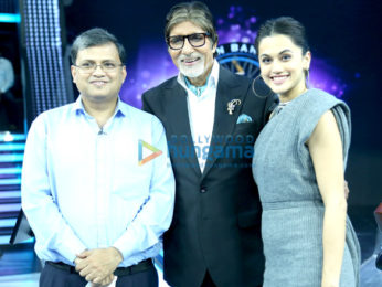 Taapsee Pannu and Dr Subroto Das on the sets of 'Kaun Banega Crorepati 9'