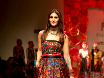 Vaani Kapoor walks the ramp for designer Payal Jain at the Amazon India Fashion Week