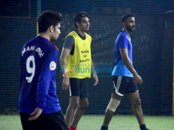 Ahan Shetty and Aadar Jain at snapped at a soccer practice in Juhu