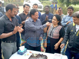 Ajay Devgn celebrates producer Kumar Mangat Pathak’s birthday on the sets of ‘Raid’