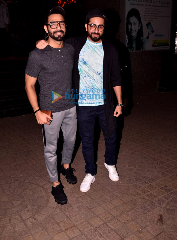 ayushmann khurrana and aparshakti khurana snapped at pvr 2
