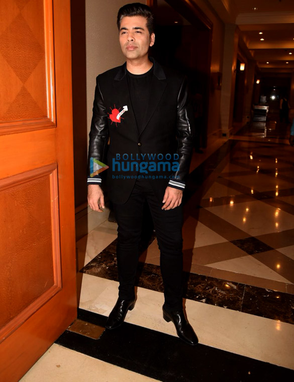 karan johar snapped at press meet for ishq fm