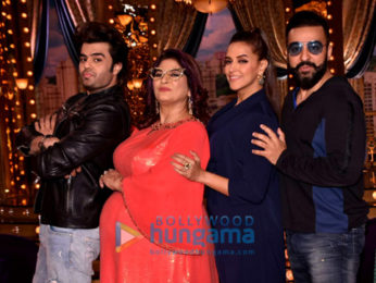 Manish Paul and Neha Dhupia snapped on the sets of the show ‘Aunty Boli Lagao Boli’