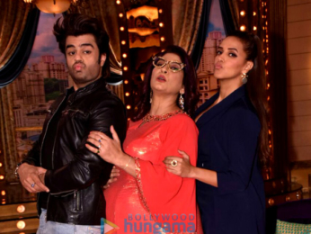 Manish Paul and Neha Dhupia snapped on the sets of the show ‘Aunty Boli Lagao Boli’