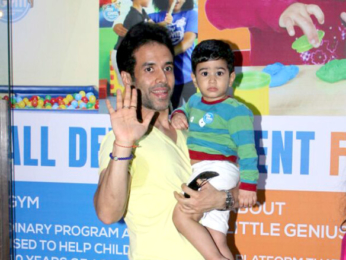Tusshar Kapoor snapped with his son Laksshya outside the gym