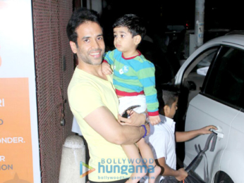 Tusshar Kapoor snapped with his son Laksshya outside the gym