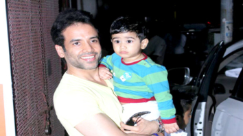 Tusshar Kapoor snapped with his son Laksshya outside the gym