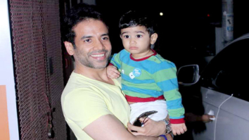 Tusshar Kapoor spotted with his son Laksshya Kapoor at the toddler gym