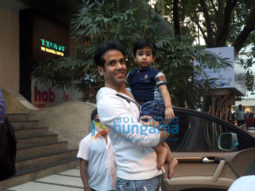 Tusshar Kapoor with son Laksshya Kapoor at Bandra