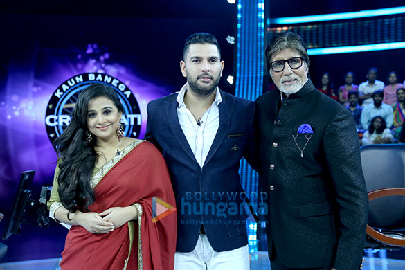 vidya balan and yuvraj singh on the sets of kaun banega crorepati 9 3