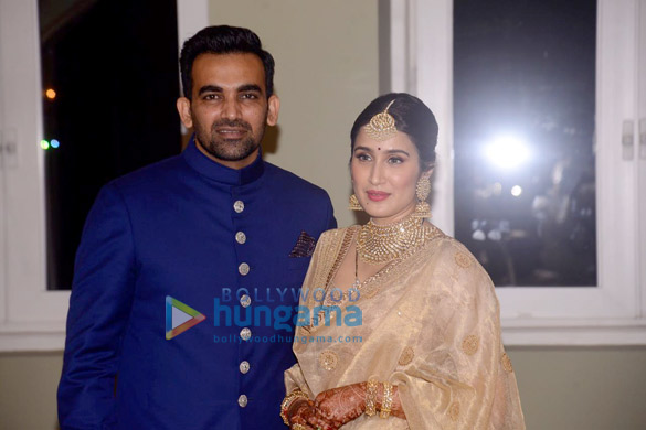 zaheer khan and sagarika ghatge arrive at their wedding reception 4