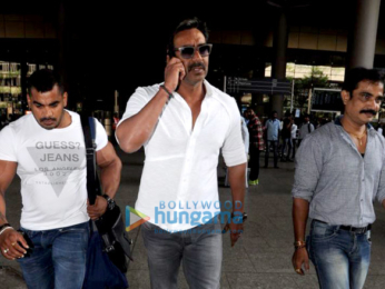 Ajay Devgn, Arbaaz Khan and Sharman Joshi snapped at the airport