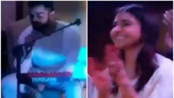 Watch: Anushka Sharma cheers for Virat Kohli as he croons ‘Mere Mehboob Qayamat Hogi’ for her before their big wedding day!