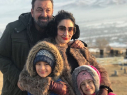 Maanayata Dutt and kids pose with Sanjay Dutt on sets of Torbaaz in Kyrgyzstan