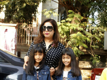 Farah Khan snapped with her kids outside Kromakay salon