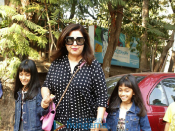 Farah Khan snapped with her kids outside Kromakay salon