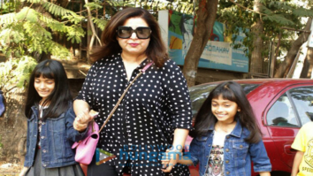 Farah Khan snapped with her kids outside Kromakay salon