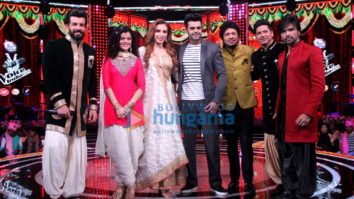Iulia Vantur and Manish Paul snapped on the sets of The Voice India Kids