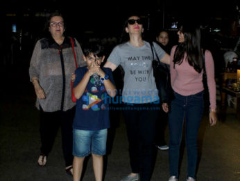 Karishma Kapoor snapped with her kids at the Mumbai airport
