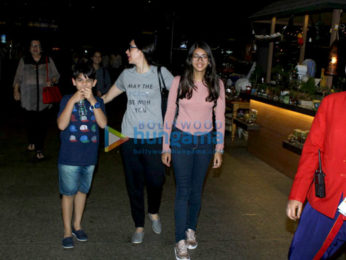 Karishma Kapoor snapped with her kids at the Mumbai airport