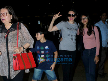 Karishma Kapoor snapped with her kids at the Mumbai airport