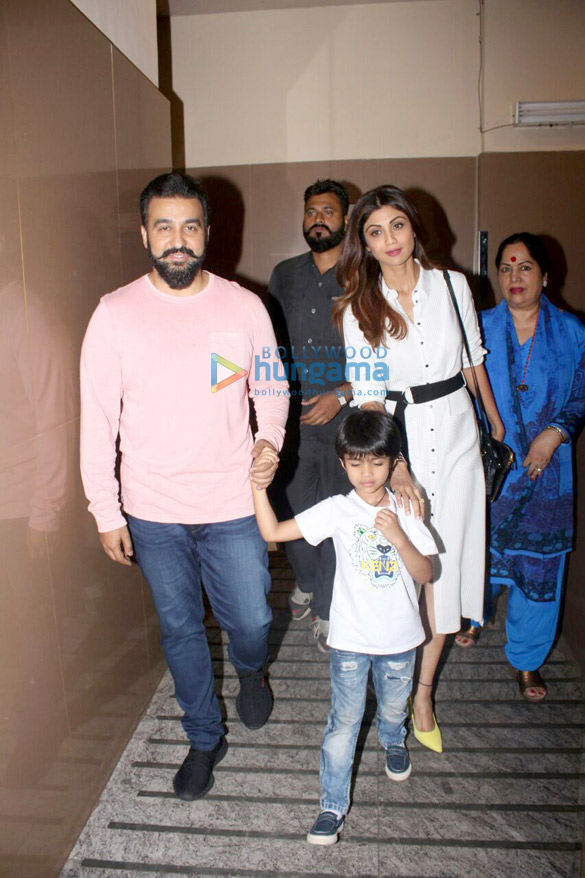Raj Kundra and Shilpa Shetty snapped with her mother at PVR Juhu Raj Kundra and Shilpa Shetty snapped with her mother at PVR Juhu