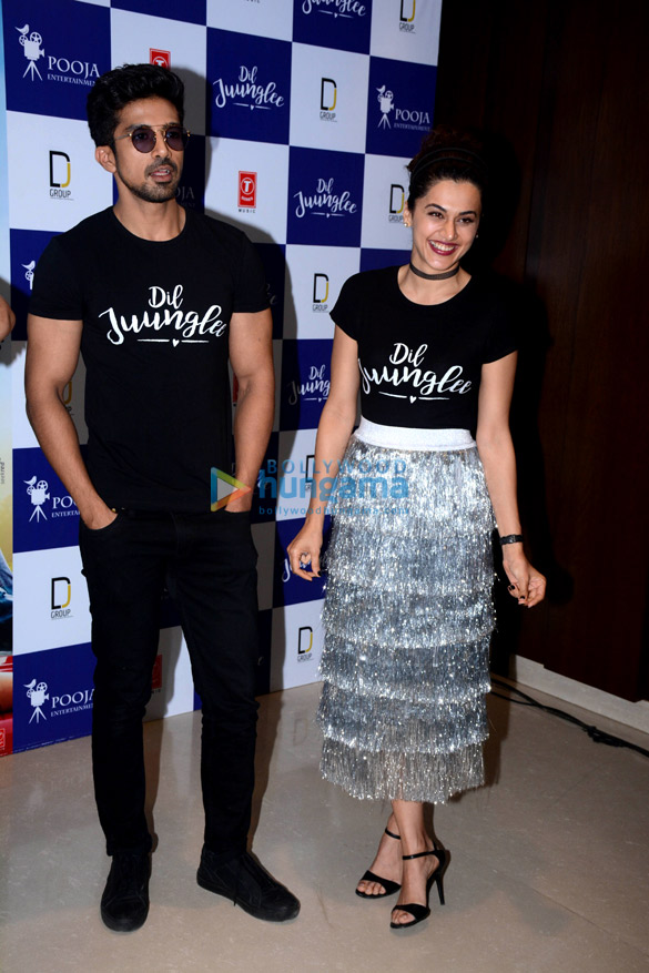 saqib saleem taapsee pannu at the trailer launch of dil juunglee 6