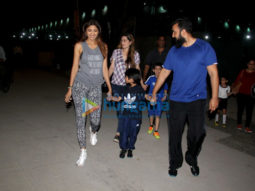 Shilpa Shetty and Raj Kundra spotted attending a football match along with their son in Juhu