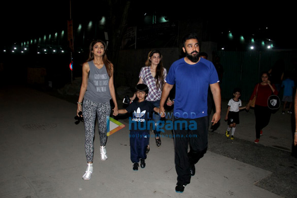 shilpa shetty and raj kundra spotted attending a football match along with their son in juhu 3