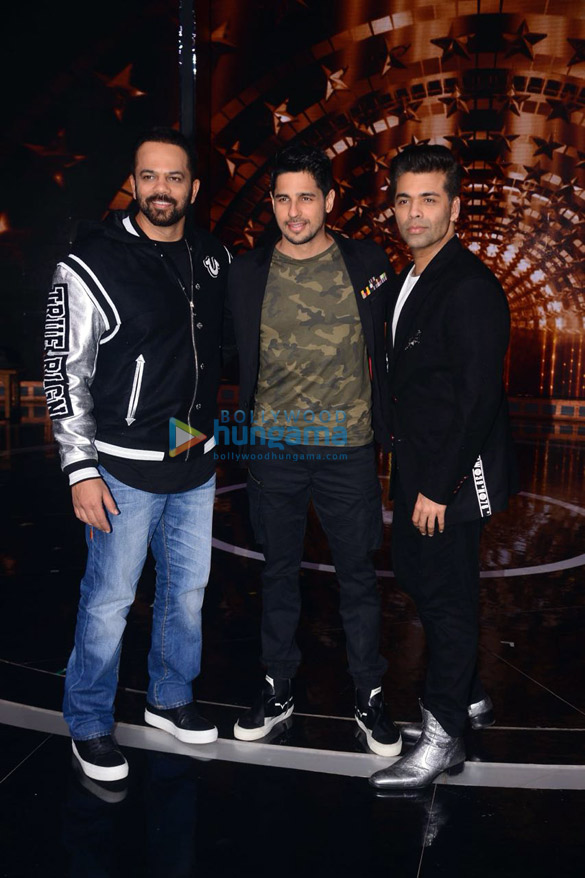 sidharth malhotra karan johar and rohit shetty snapped on the sets of indias next superstars 1